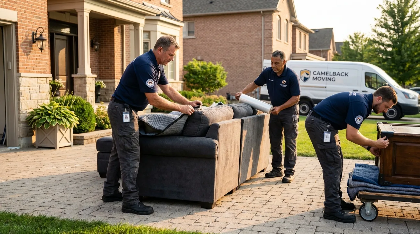 Large estate moving crew wrapping furniture in South Whitley, IN